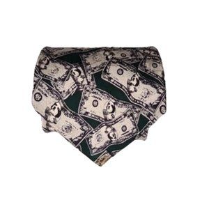Big Dogs Silk Tie Cash Money Bills Vintage Vtg Unique Novelty Retro Collectible